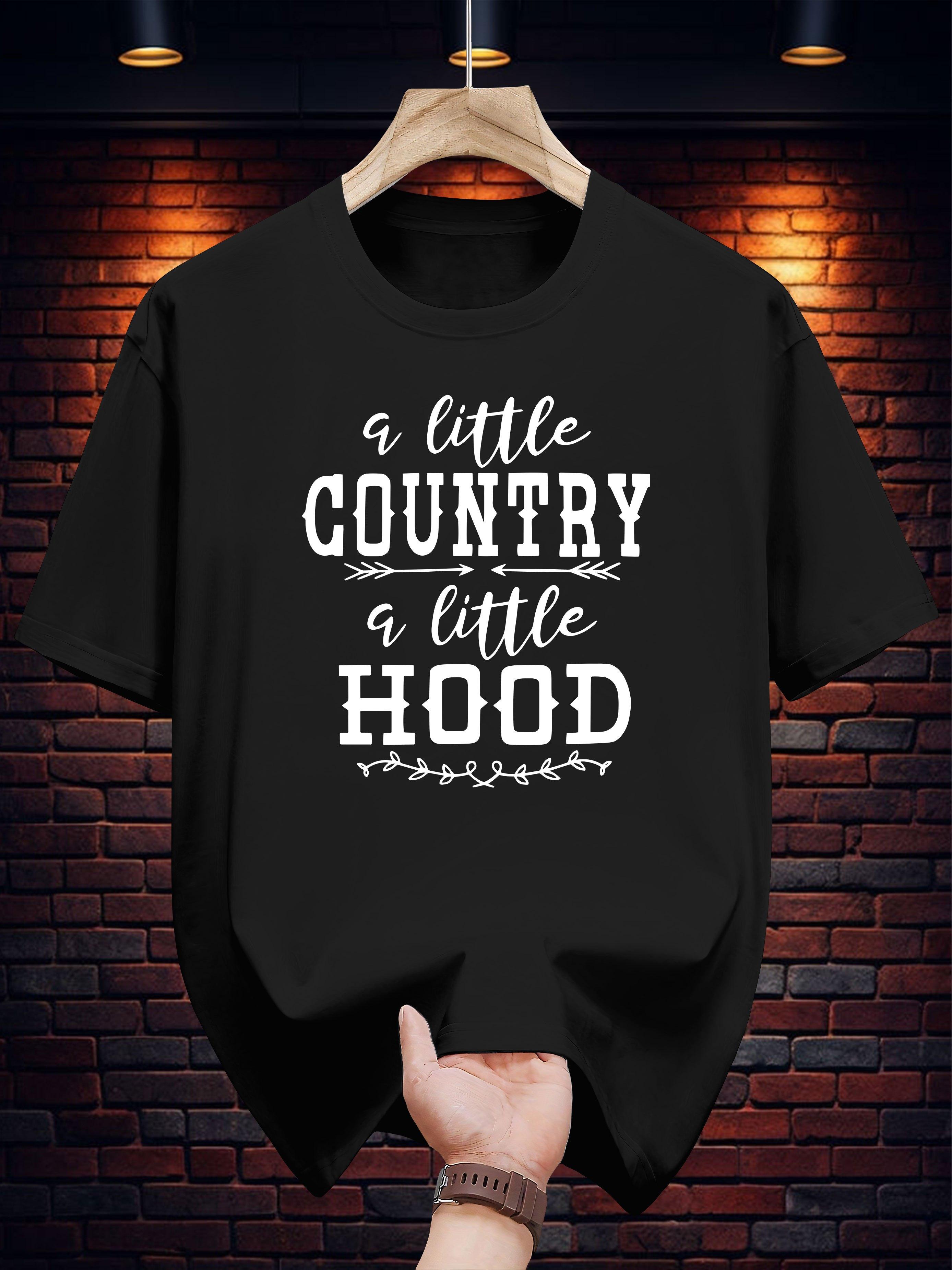 T-shirt with A Little Country A Little Hood Graphic Print - Navy Blue Casual Summer Tee XXL