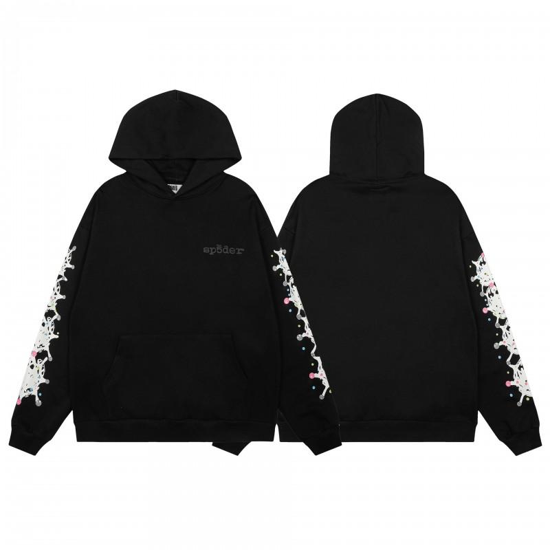 Mens Spider Web Graphic Hoodie High Street Loose Fit Long Sleeve Pullover Teens