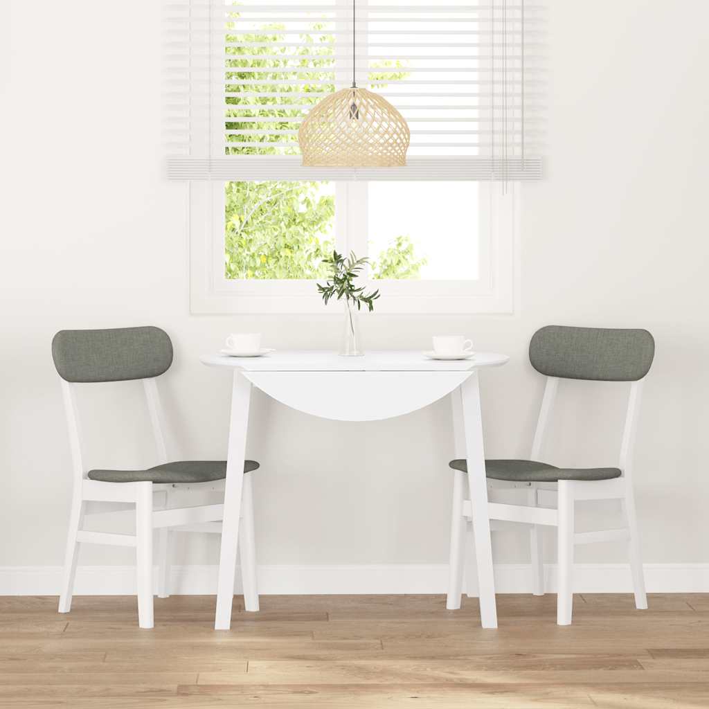 Dining Chairs with Cushions 2 pcs White Solid Rubberwood