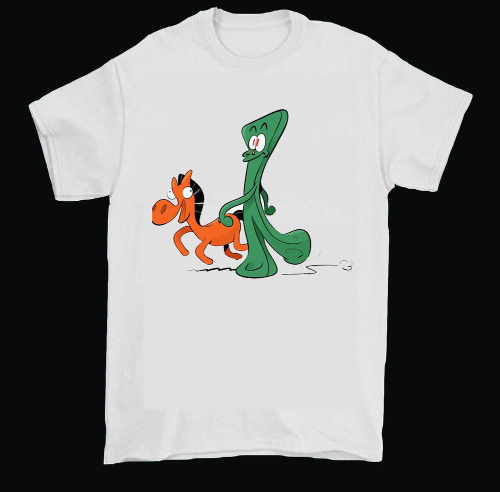 Gumby And pokey Cartoon Tshirt Tee Men Size S M L 234XL White SG350 Unisex T-Shirt XXXXL