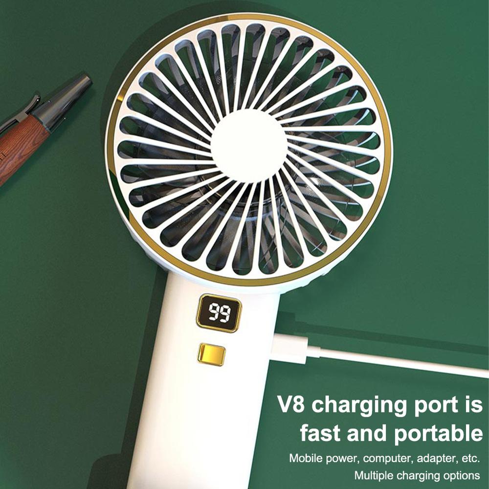 USB Mini Fan Şarj Edilebilir Taşınabilir El Fanı Dijital Ekran Tembel Geçici Seyahat Alışveriş Soğutma Ev Araba Hava Soğutucu