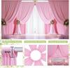 2 Panels Pink Backdrop Curtain for Wedding Polyester Photography Backdrop Drapes for Birthday Parties Stage Backdrop Stand