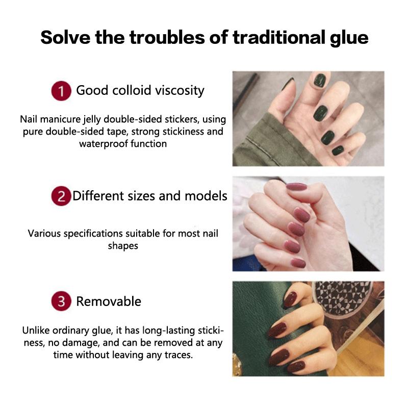 10Pcs 24 Pills/Sheet Uv Double Side Adhesive Tape Glue Sticker False Nail Glue For Fake Nails Tips Clear Jelly Pad Press Tool