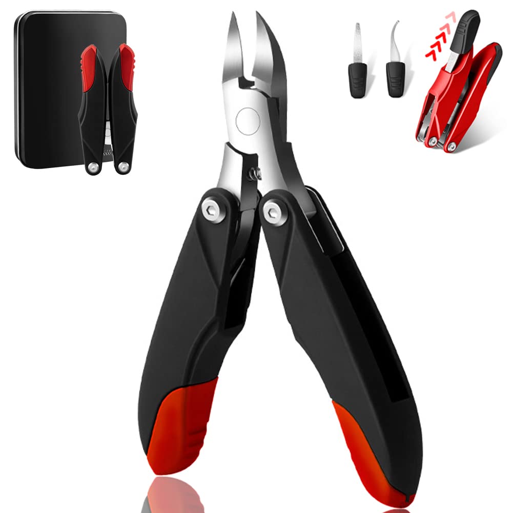 VAVIICLO Nail Clipper Set with Folding Nail and Convenient Storage Stainless Ideal for Thick Deformed and Ingrown for Hands and Feet 3-Piece Nippers,