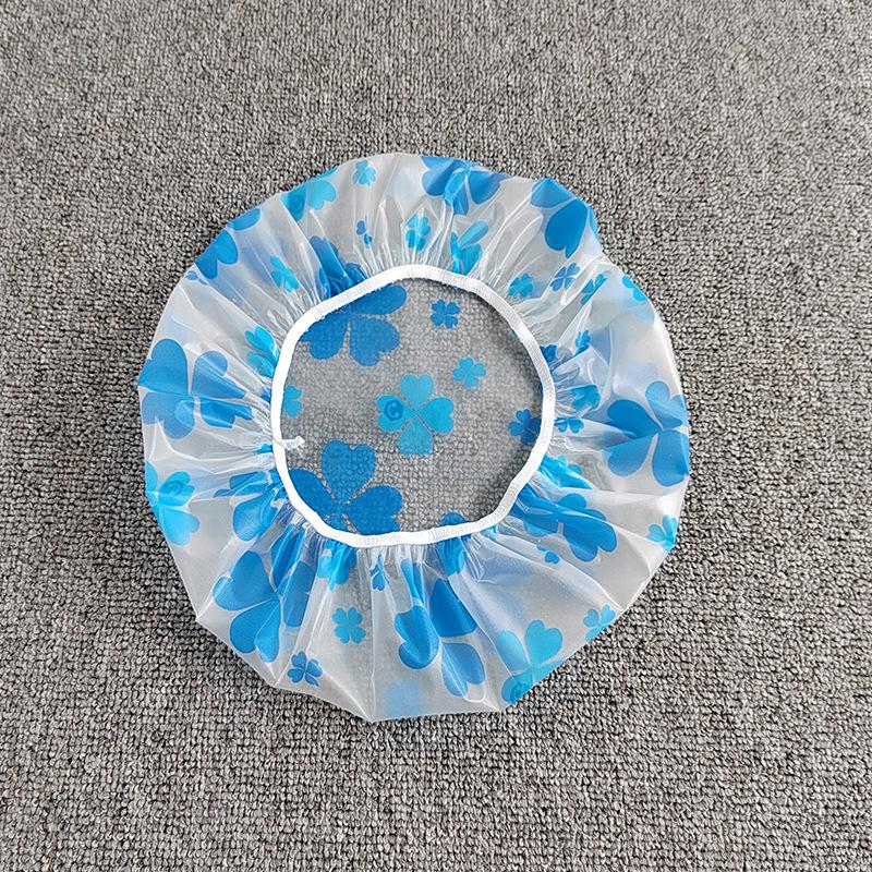 Waterproof Shower Cap for Women - Cute Floral Long Hair Cover, Reusable PE Single-Layer