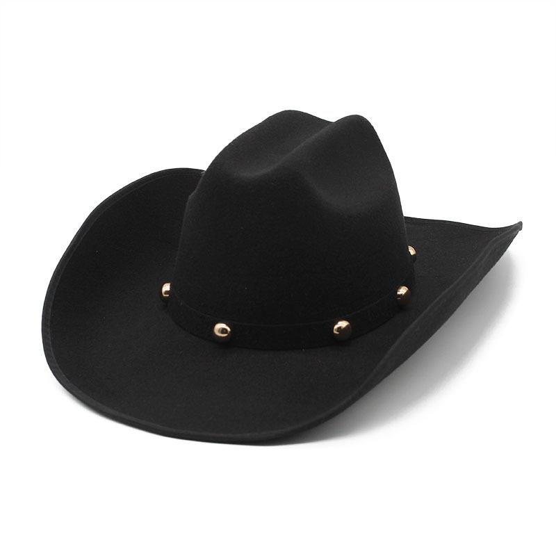 

Black And White 9.5 Big Brim Curled Denim Jazz Top Hat Seasonal Woolen Top Hat Simple Felt Hat M（56-59cm） чорний