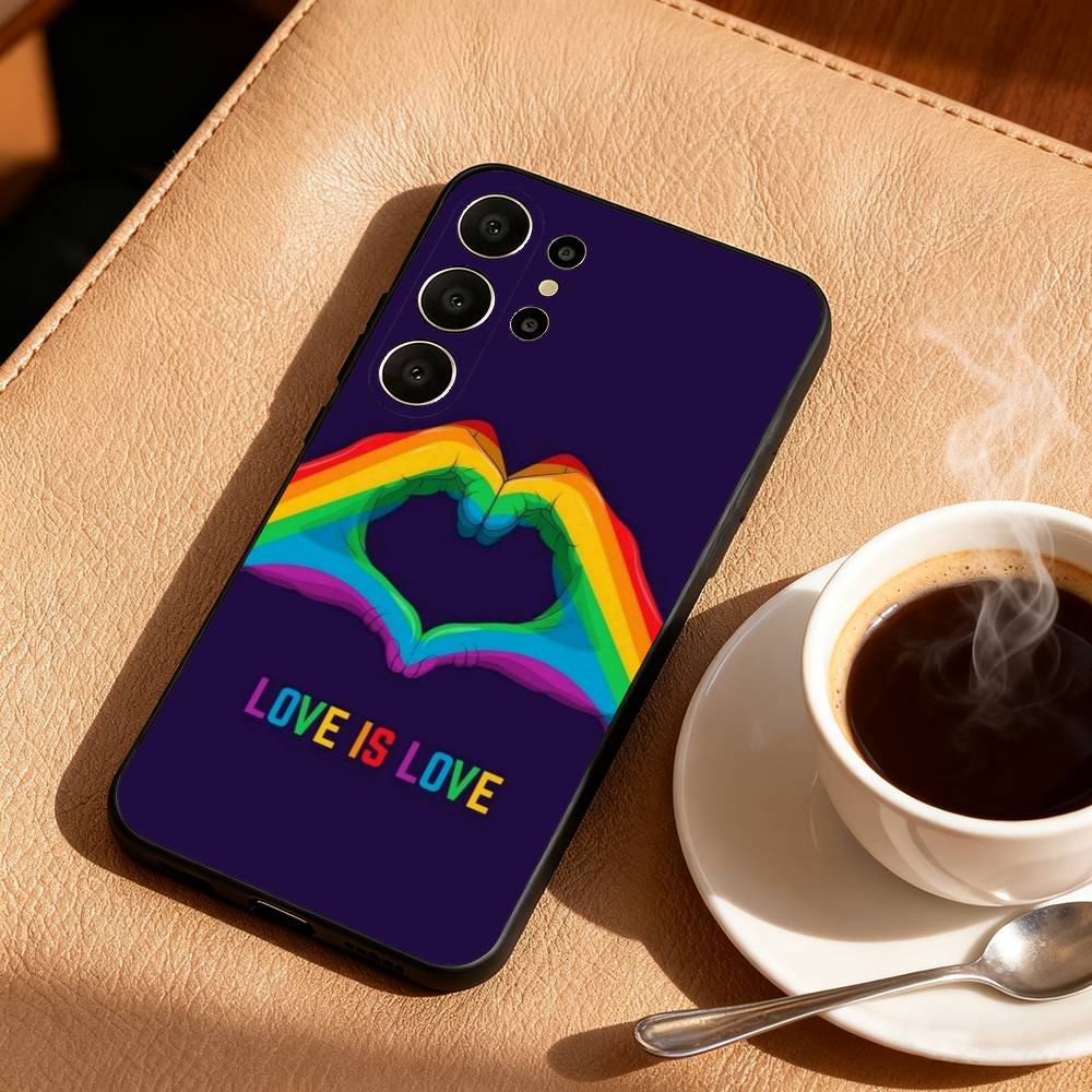 Funda de Teléfono Arcoíris LGBT Gay Lesbiana Para Samsung S26,S25,S24,S21,S22,S23,S30,Ultra,S20,FE,Lite,10,9,Funda Negra