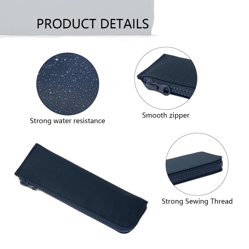YONBEN Slim Nylon Pencil Case Light Gray Zipper Pen Pouch Oxford Fabric Stationery Organizer 20 x 6.5 1 cm