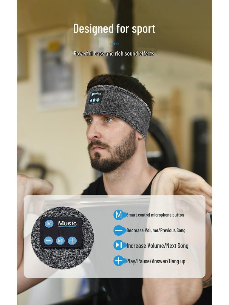 Cross-border Bluetooth Earphone Music Headband: Sweat-Absorbing, Detachable, Washable Sports Fitness Accessory.