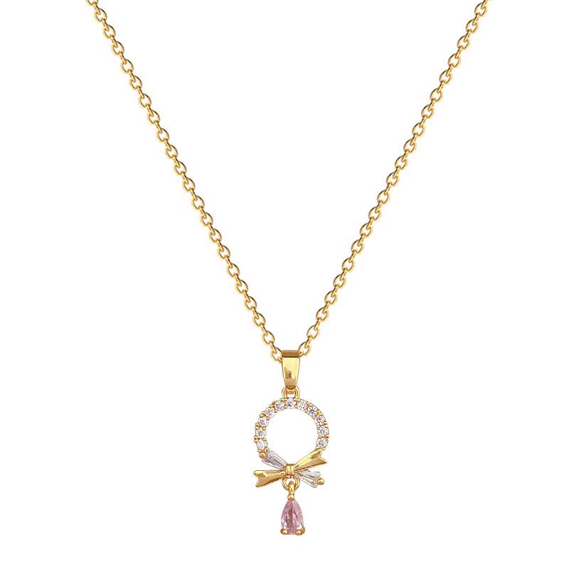 Necklace Earrings Set Light Luxury Full Diamond Ring Water Drop Personality Temperament Banquet Earrings Item Group