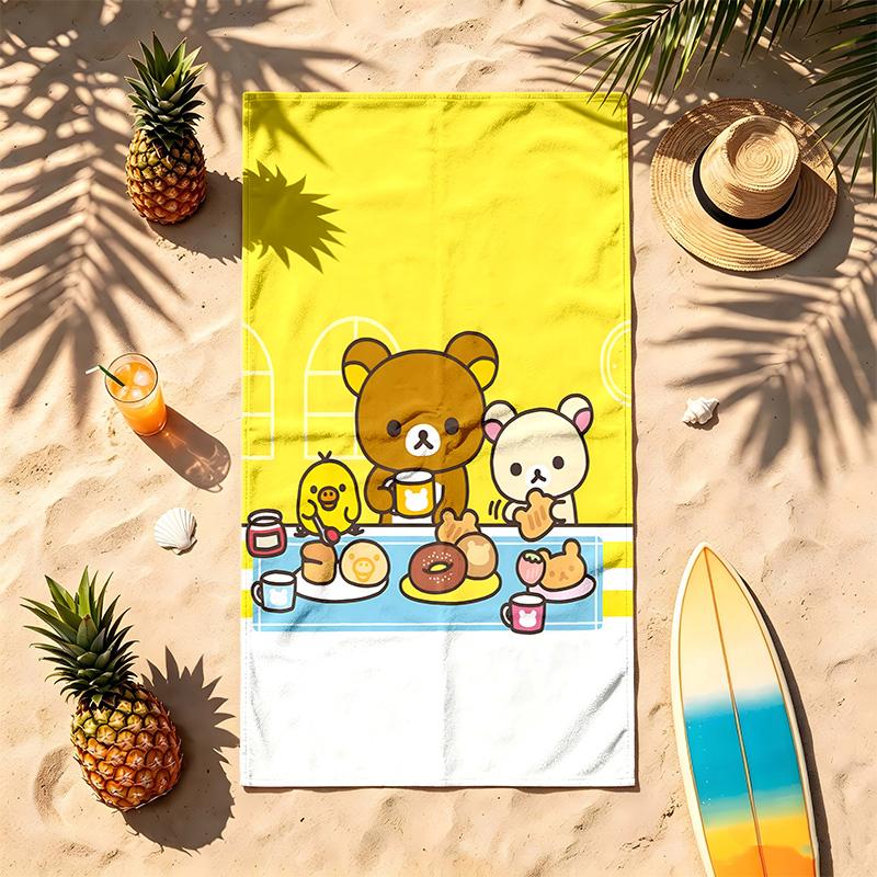Rilakkuma (19) Theme Beach Towel Sand Resistant Soft And Comfortable Suitable For The Pool Camping Yoga And Diving A Travel