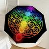 1pc Chakra Flower of Life Mandala Umbrella with Plastic Handle,Suitable for All Seasons Home Travel Outdoor UmbrellaDD210