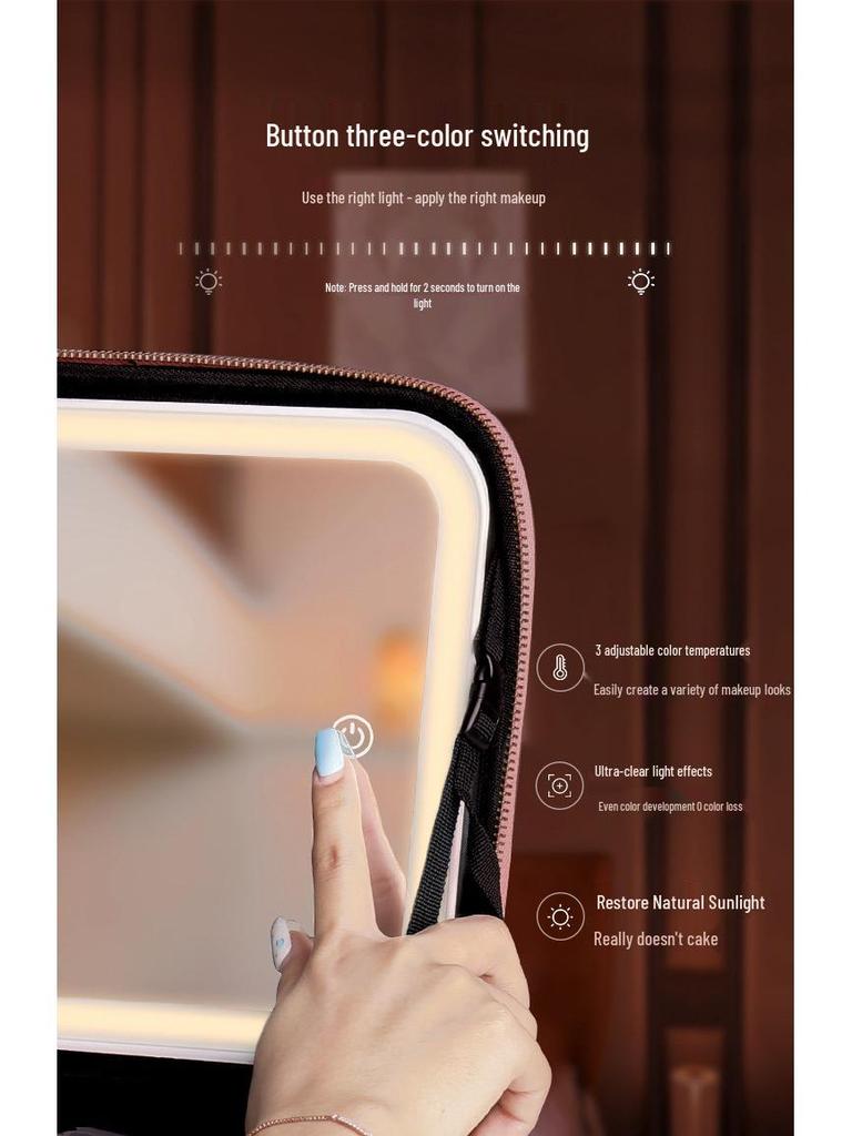 Přenosný kosmetický kufřík se světly a zrcadlem přes celou obrazovku