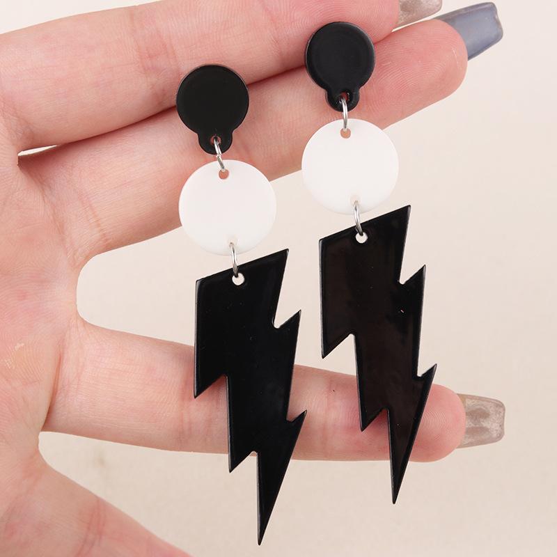 Foreign Trade Lightning Earrings Earrings Fluorescent Color Design Sense Contrast Color Personality Acrylic Earrings Earrings Women