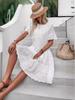 European Fashion 2025: Solid Color Cotton Embroidered Lace Dress