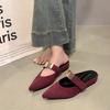 French pointed toe bag head half slippers women's 2025 autumn new wear thick heel versatile slippers temperament fashion shoes