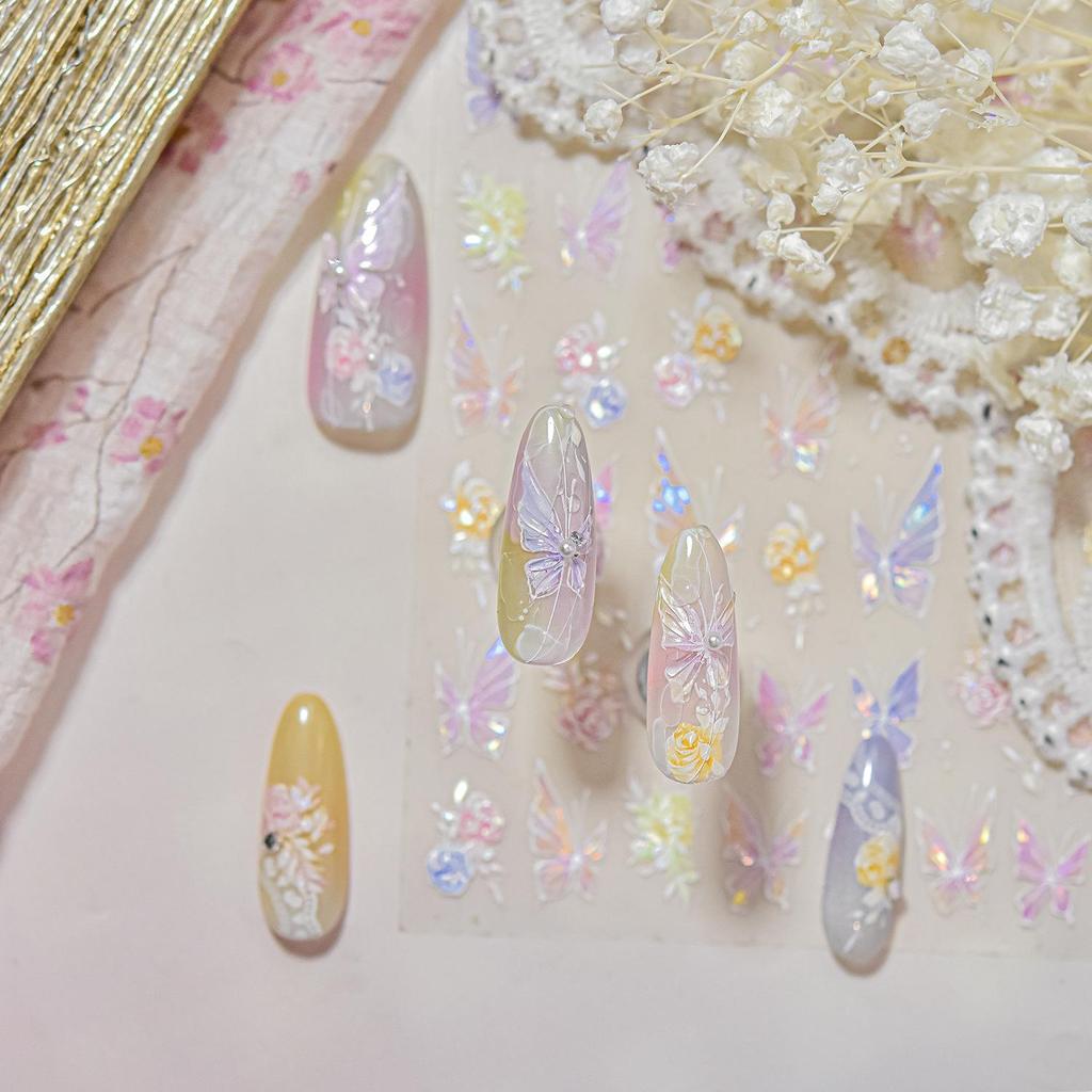Tomoni Shell Light Nail Stickers: Hot-Selling Japanese Children's Rose & Butterfly Nail Art.