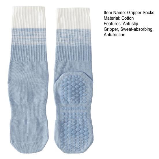 1 Pair Yoga Socks with Non-slip Gripper Breathable Moisture-Wicking Ballet Dance Fitness Pilates Athletic Gym Sports Mid-calf Cotton Socks