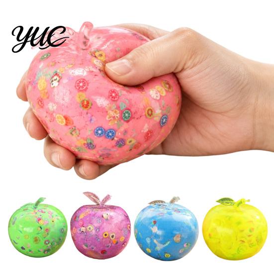 Decompression Toys for Relaxation Apple Squishy Toy, Fruit Squeeze Fidget Toy with Confetti, Soft Portable Anxiety Relief Stress Adults, Desktop