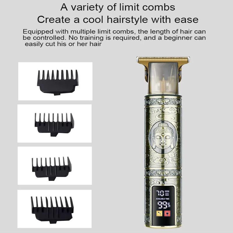 LCD Digital Display T9 All Metal Shaver Reise Bærbar Elektrisk Barber Elektrisk Pusher Hårklippemaskin for kvinner