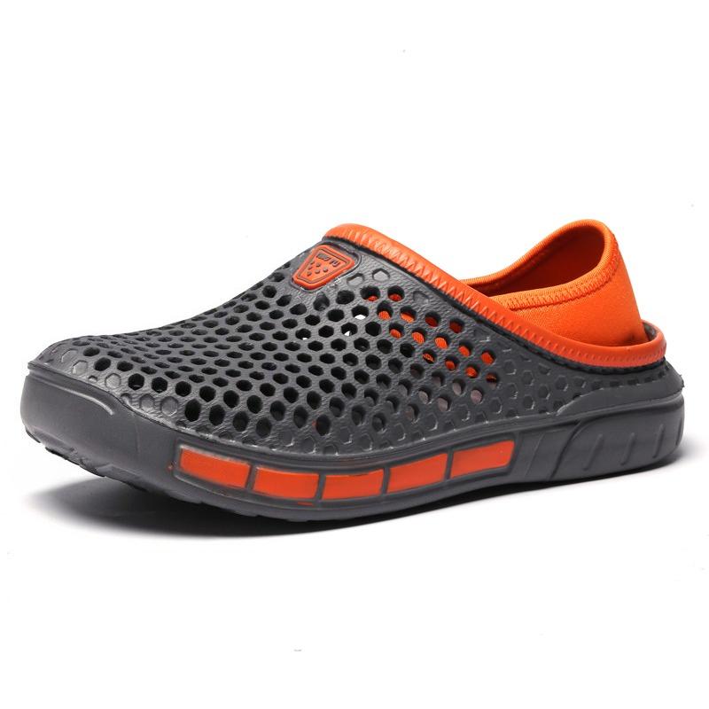 Men's Summer Sandals Clogs Casual Round Toe Slip On Outdoor Geometric Pattern Anti-slip Beach Hole Shoes Plus 46 47 Men Slippers