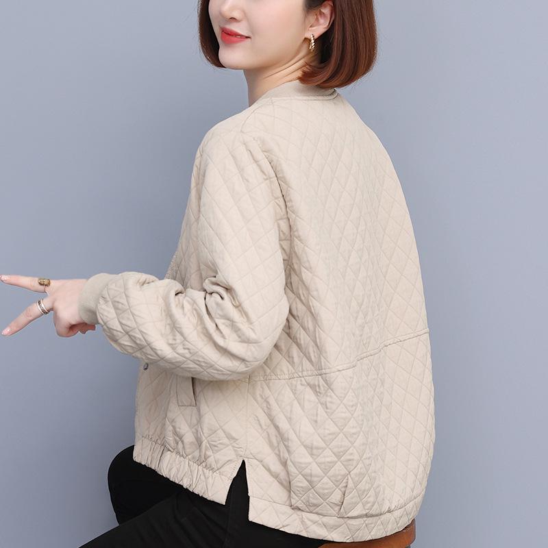 Women's Plaid Long-Sleeve Baseball Jacket, Spring/Autumn 2024 European Style Fashion.