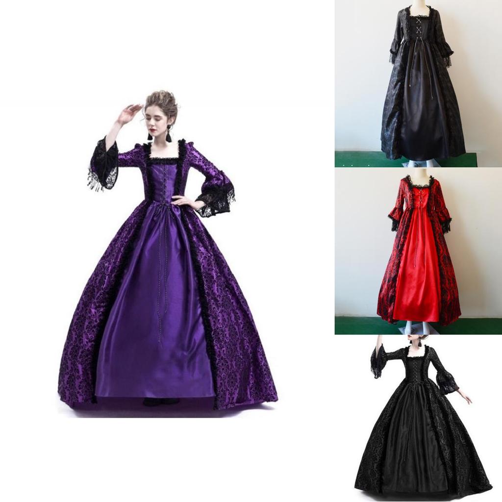 Elegant Renaissance Gothic Womens Victorian Maxi Dress Perfect For Cosplay