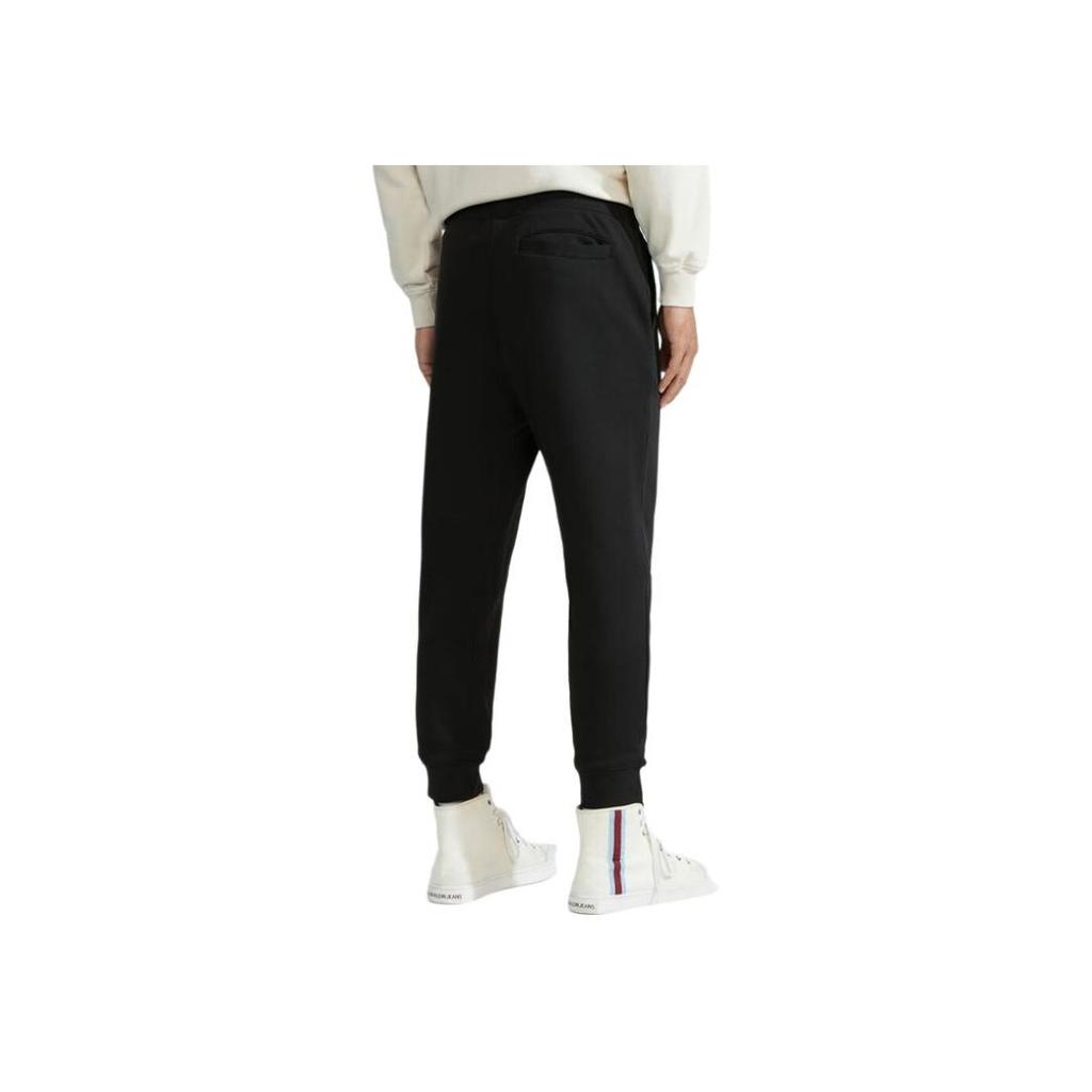 Calvin Klein Minimalist Embroidered Letter Drawstring Cuffed Fleece Knit Casual Pants Men bottoms Space-Black J324317-BEH