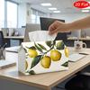 2D Flat, 1pc Tissue Box, Printed On Both Sides, Botanical Easter Tissue Box Cover Lemon Pattern Pink Easter Pattern Sturdy Fabric Versatile Organizer