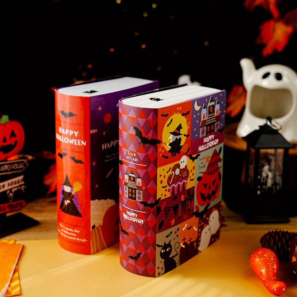 10 szt. Halloweenowe Dekoracyjne Pudełka na Prezenty Papierowe Pudełko do Przechowywania w Kształcie Książki Dekorowane w Stylu Gotyckim Pudełko Ozdobne Imitujące Książkę Pudełka na Książki o Tematyce Halloween
