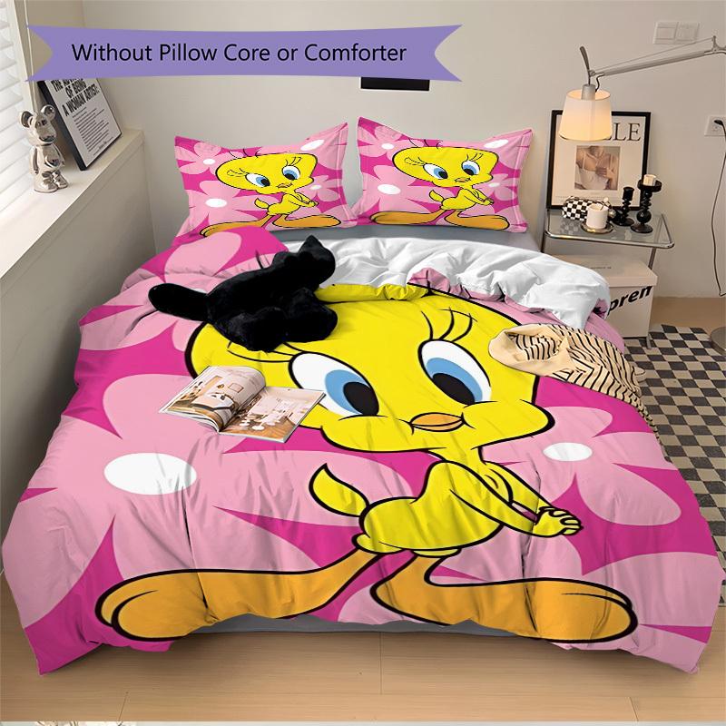 3pcs Tweety Bird Cover Set,Soft Comfortable Duvet Cover,Guest Room (1*Duvet Cover + 2*Pillowcases, Without Core) yy251024022