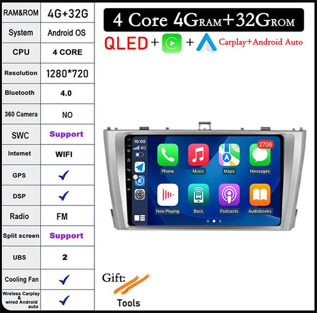Android 14 For Toyota Avensis T27 2009 -2015 Carplay Auto Car Radio GPS Navigation Multimedia Player DSP Stereo 4G