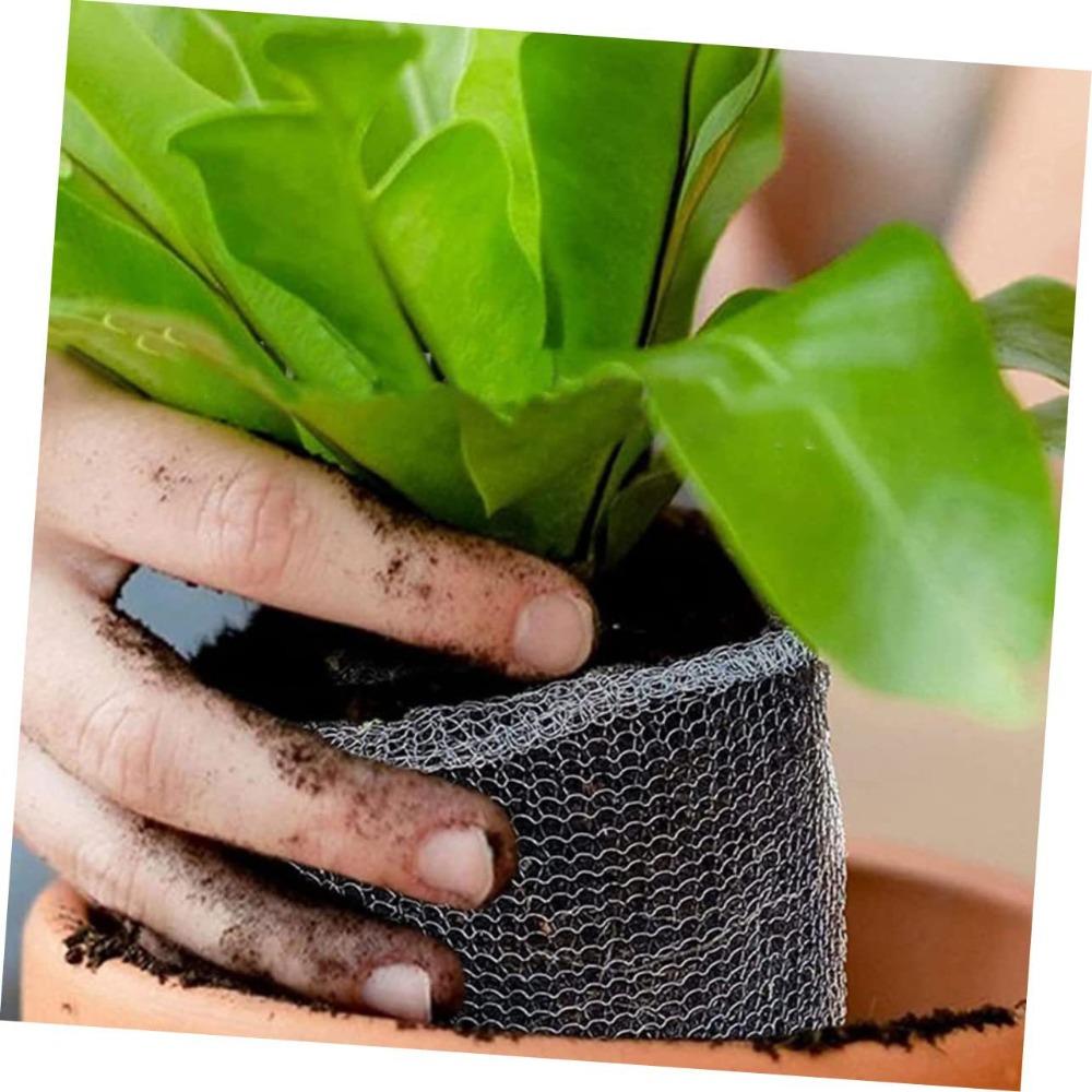 Trådstrikket rustfritt stål Plant Mesh Bag Tett Mesh Plantebeskyttelse Nye planter rotposer