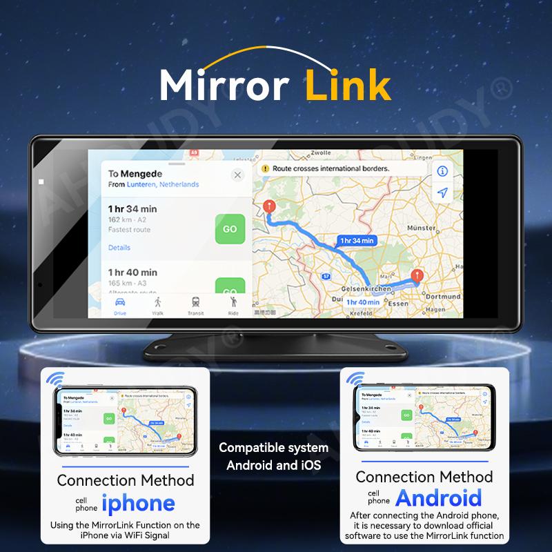 VENBES 9" Car Radio Multimedia Video Player Portable Wireless Carplay Android Auto GPS Navigation Universal Touch Screen BT IPS