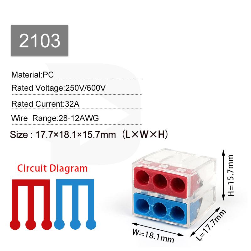 Quick Wire Connectors Compact Mini  Wiring Cable Conector For Home Junction Box Conductors Push-in Terminal Block AWG 28-12