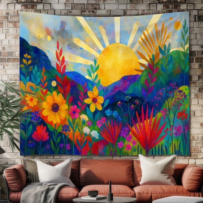 Flower Sunrise tapestry 75x100 чёрный