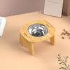 Wooden Stand Holder Raised Pet Bowl Stainless Steel Bowl Dog Feeder Dish  Small Dogs