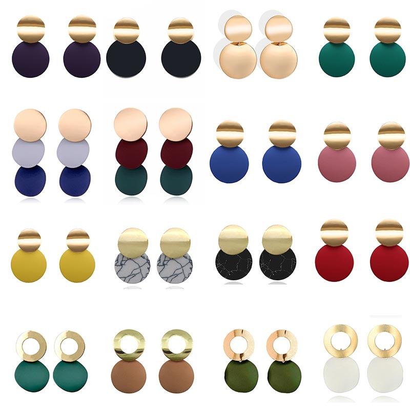 Big Statement Earrings Red Black White Gold Round Circle Oval Geometric Earrings for Women Punk Metal Earring Boho Jewelry 2020