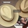 Unisex Panama Straw Hat: Adjustable Jazz Topper with Large Head Circumference, Sunshade, and UV Protection - Trendy All-Match Design.