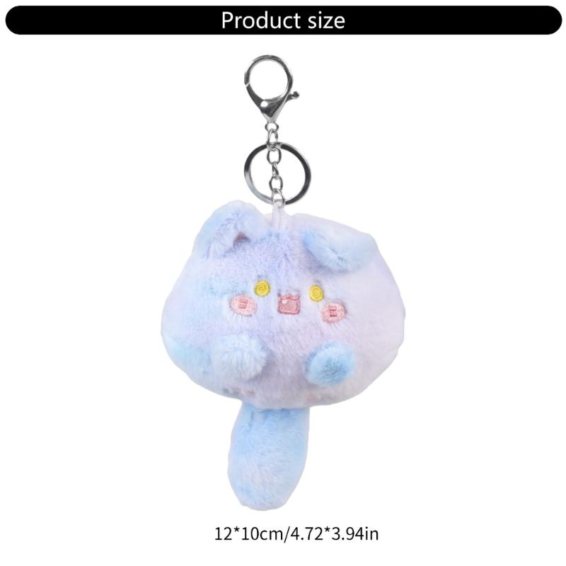 Lightweight Squeaking Cat Pendant Portable Animal Keychain Stuffed Doll Charm Keyring Gift for Students and Adults