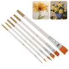 6 Pcs Pinsel Mehrzweck Mini Nylon Weiß Stange Öl Malerei Runde Tipps Flache Tipps Aquarell Bru