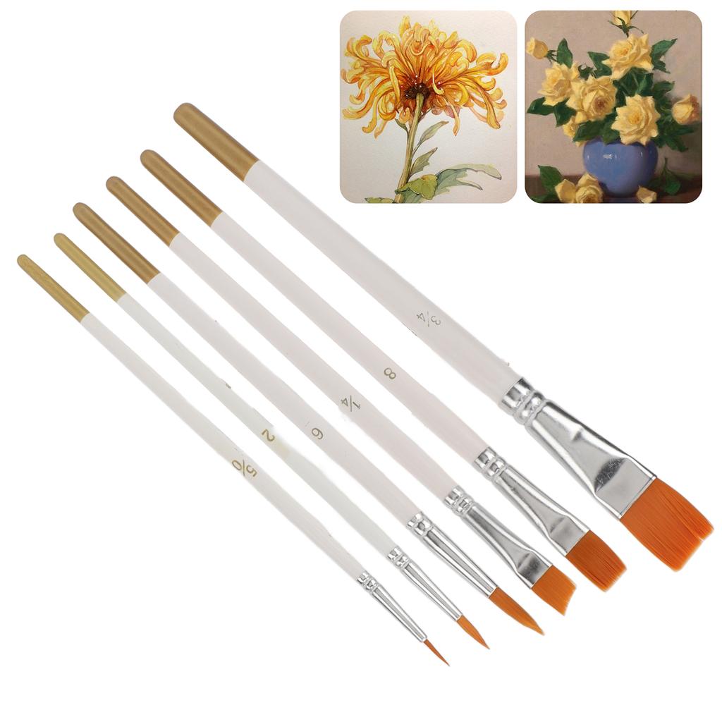 6 buc pensule multifuncționale mini nailon alb tijă pictură în ulei vârfuri rotunde vârfuri plate acuarelă Bru