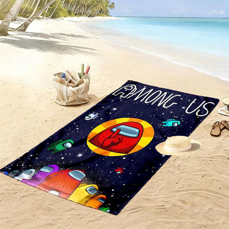 Among Us Print Strandtuch, Großes Weiches Schnelltrocknendes Handtuch für Strand Camping Schwimmen
