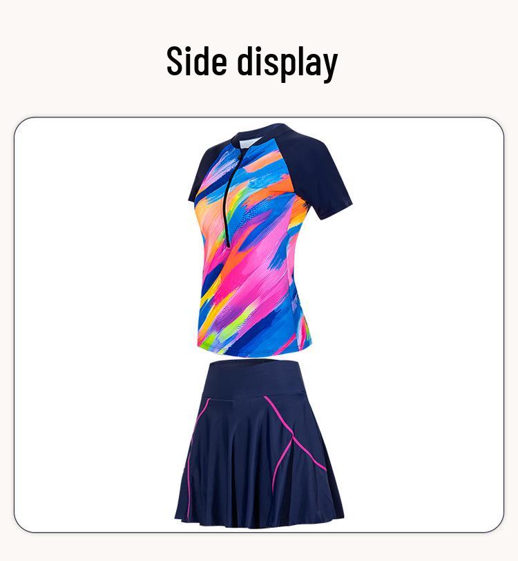 2025 Übergröße Sportliches Cover-Up Badeanzug mit Shorts im Split-Stil für Damen