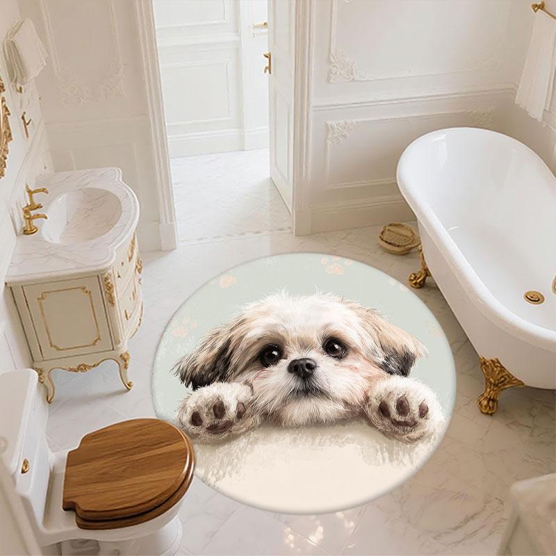 Shih Tzu Pattern Round rug,Carpet Rug for Living Room Bedroom Playroom ,Non-slip Floor Mat,Holiday Gifts and Birthday Gifts.