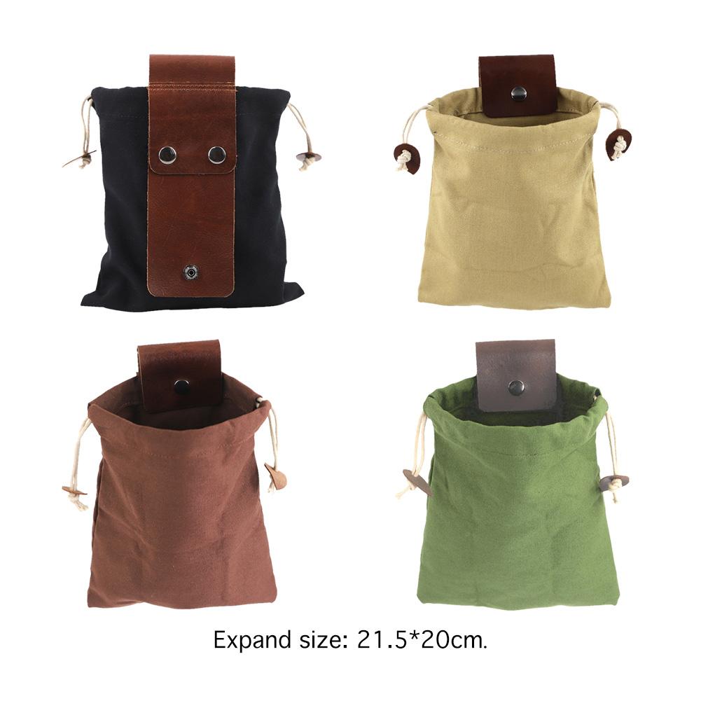 Fruit Picking Bag Collapsible Bushcraft Leather Pu Hunting Belt Bag Gathering Bag Portable Bushcraft Bag for Hiking
