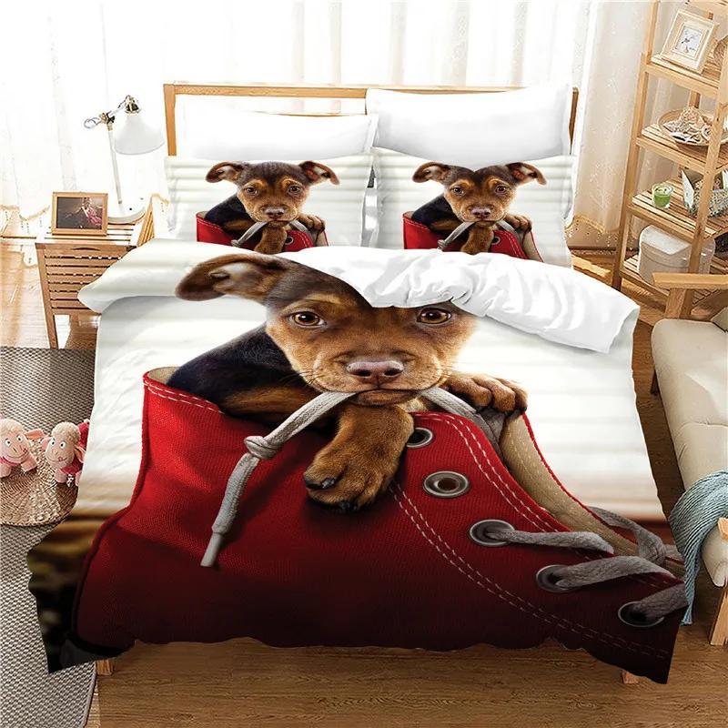 Comforter 3D Print Dachshund Cute Pug Dog Bedding Set Single Size 135X200Cm Microfiber Cartoon Animal Comforter