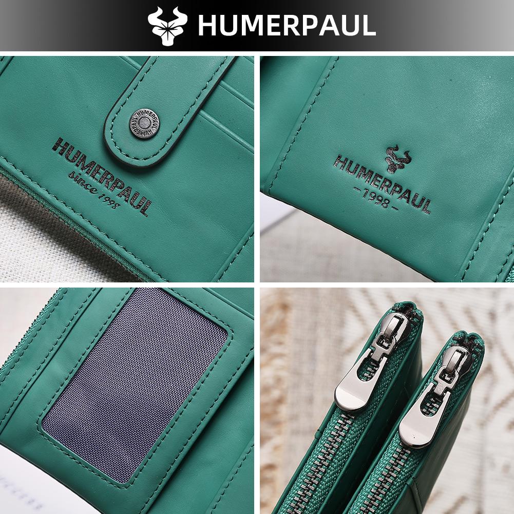 Humerpaul Women Leather Wallet Hand-held Wallet Large-capacity Multi-function First-layer Cowhide Wallet Folding Coin Purse