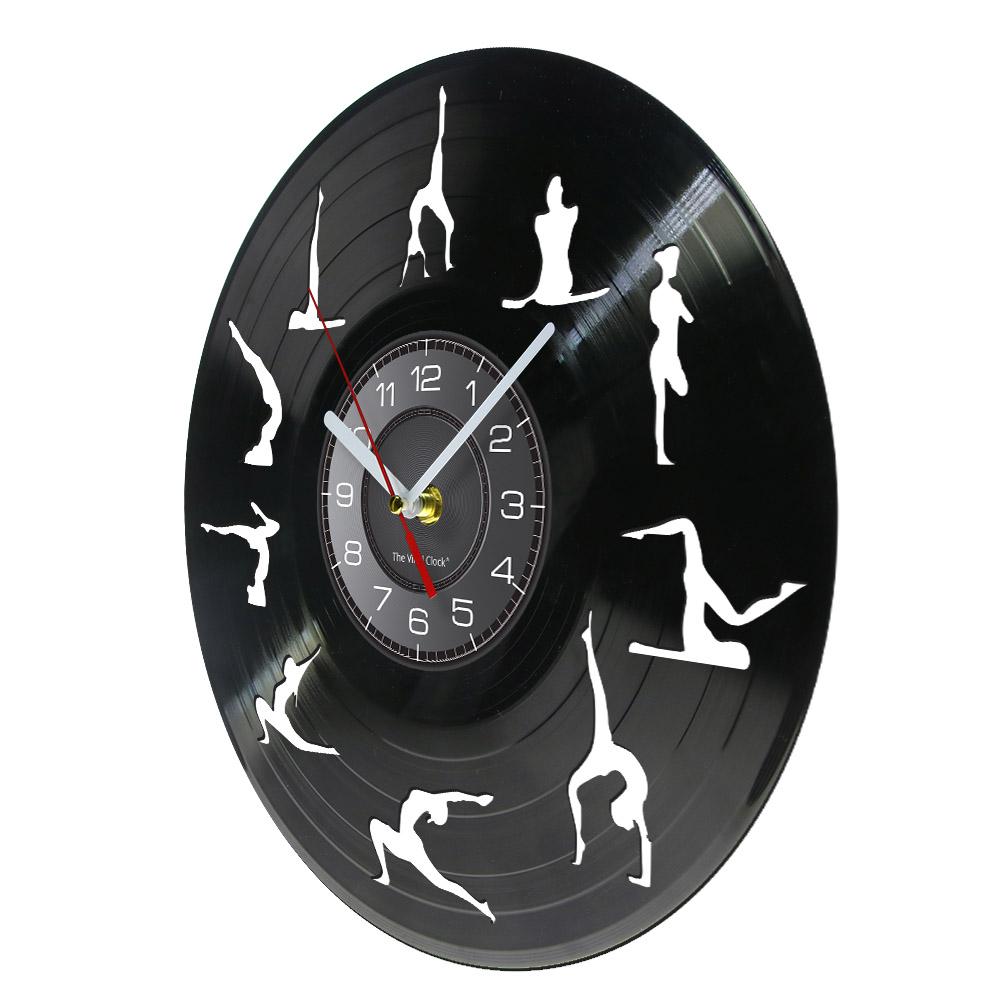 Om Yoga Studio Wall Clock Gymnastics Vinyl Record Wall Clock Zen Meditation Modern Design Decorative Clock Yogi Gift For Girl