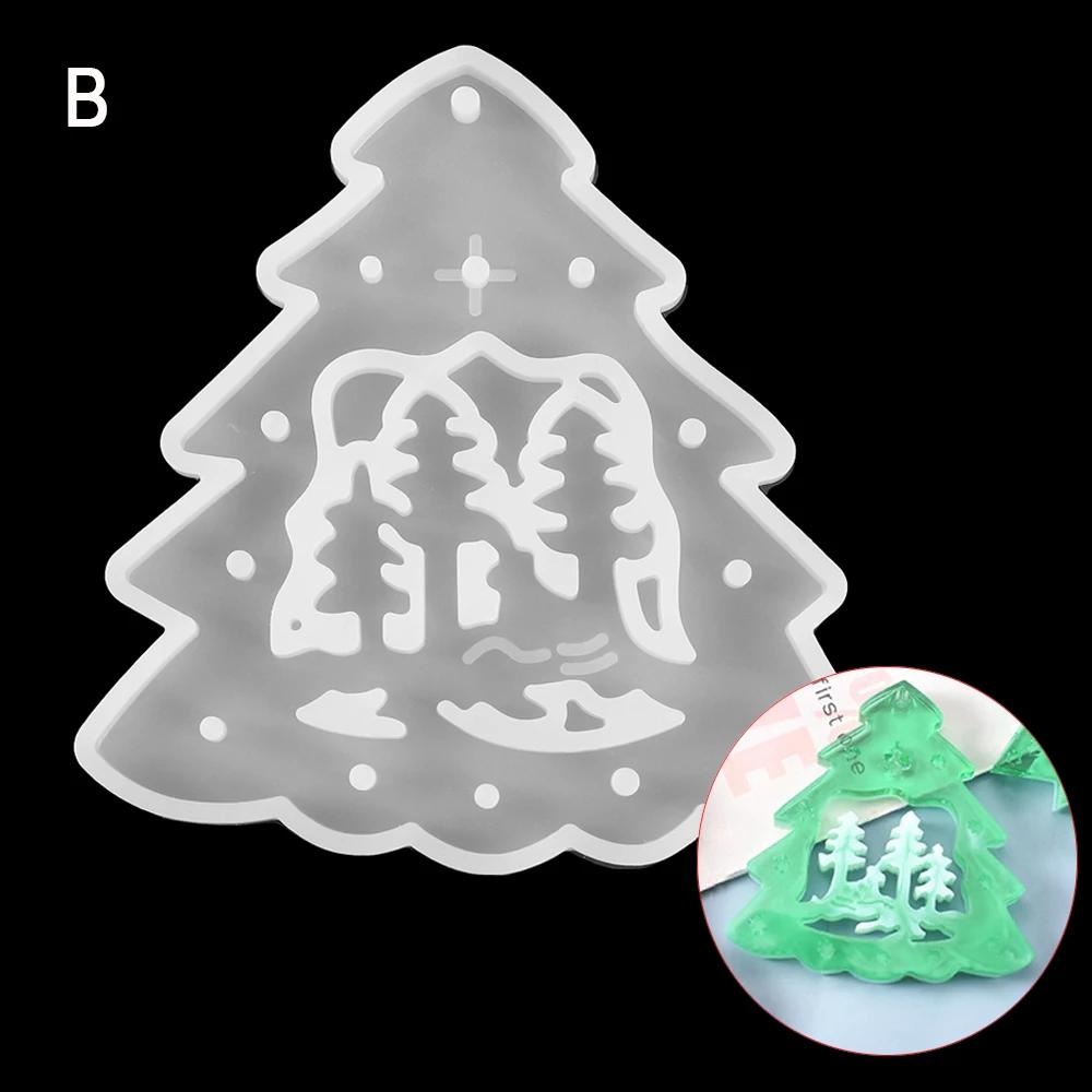 Christmas Snowflakes Coaster Casting Mold Silicone Mould DIY Crystal Epoxy Resin Mold Christmas Tree Pendant Ornament Making